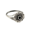 Engraved Pinwheel Flower Signet Ring, Spinel