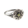 Engraved Pinwheel Flower Signet Ring, Sapphire