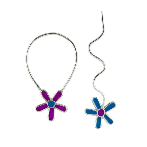 Daisy Popper Pairs, Silver, Magenta and Blue