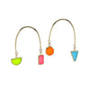 Oxbow Dangle Earrings, Neon Mix