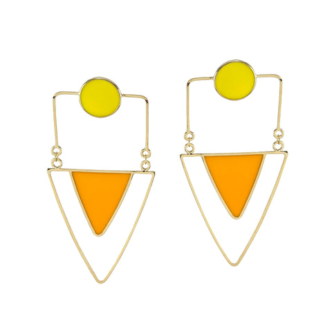 Dots Earrings, Primary Yellow and Cheddar