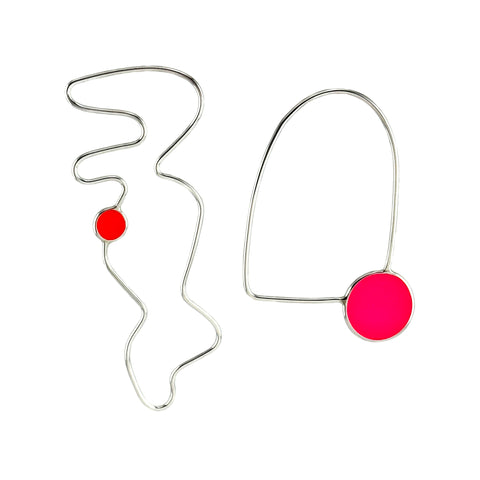 Popper Pairs, Silver, Neon Pink and Red