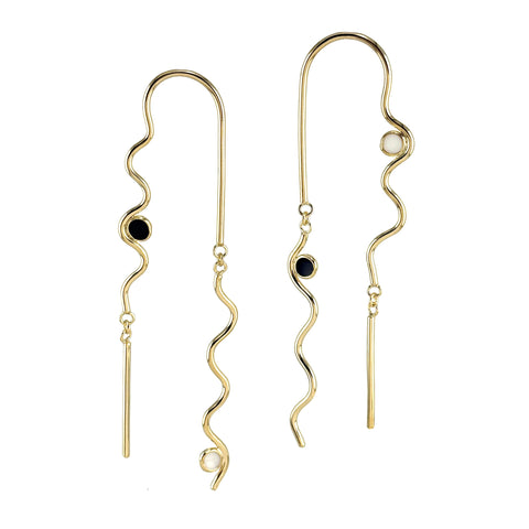 Jazz Post Earrings, Black and White