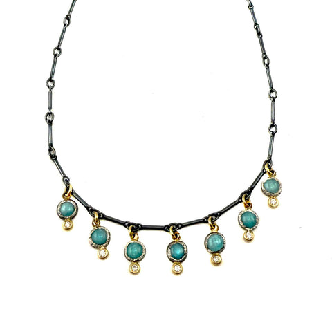 Amazonite Diamond Dangle Necklace