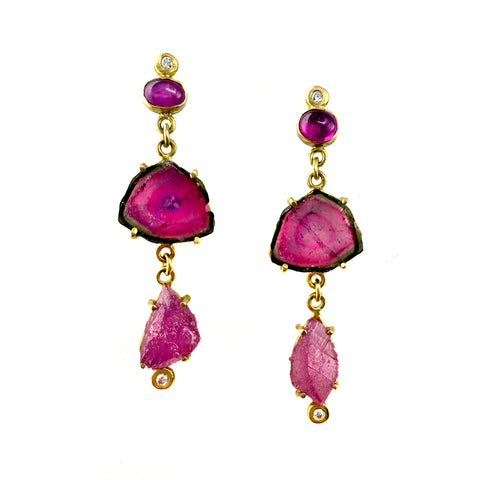 Pink Gem Drop Earrings