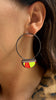 Diam Post Hoop Earrings, Yellow / Red
