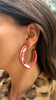 3Qtr LG Post Hoop Earrings, Green / Red