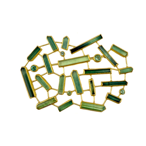 Green Mosaic Brooch