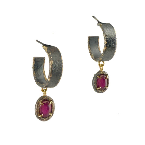 Ruby Dangle Hoops