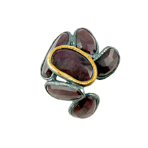 Ruby Cluster Brooch