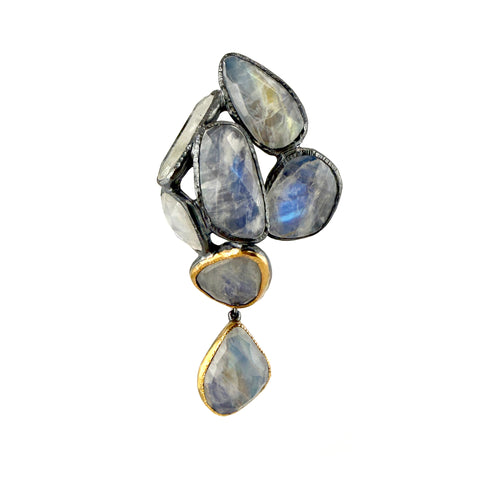 Rainbow Moonstone Cluster Brooch