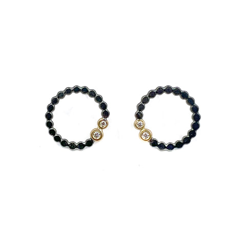 Circle Stud Earrings with Diamonds