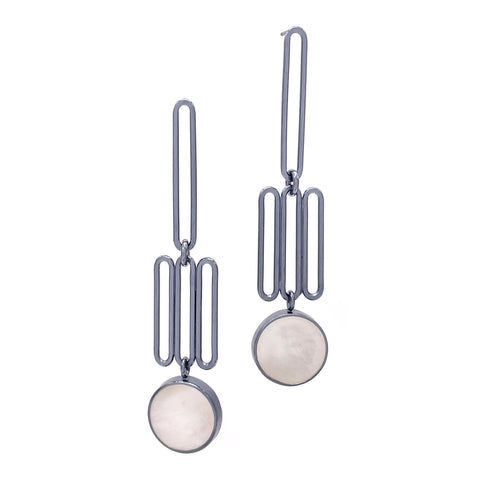 Stacked Pearl and Link Earrings