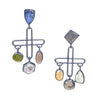 Mismatched Plus Drop Earrings, Kyanite & Quartz