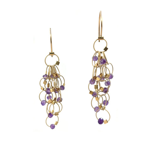 Multi Interlock Hook Earrings, Amethyst