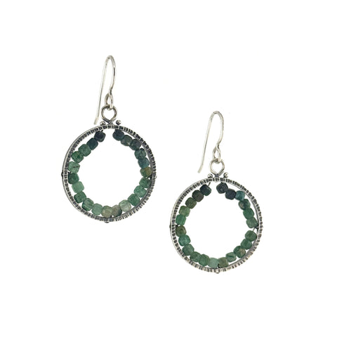Medium Circle Geode Earrings, Emerald