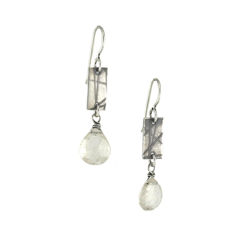 Strip Earrings, Rutilated Quartz