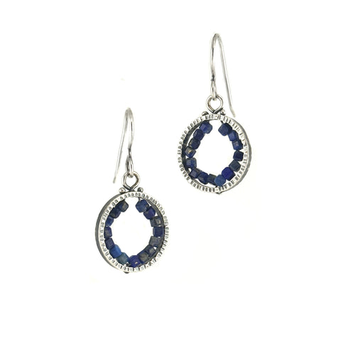 Small Circle Geode Earrings, Lapis