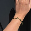 Sister Clasp Hand Braided Bracelet, Brass, Olive
