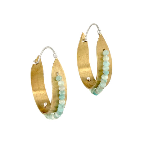 Beaded Amazonite Hoops