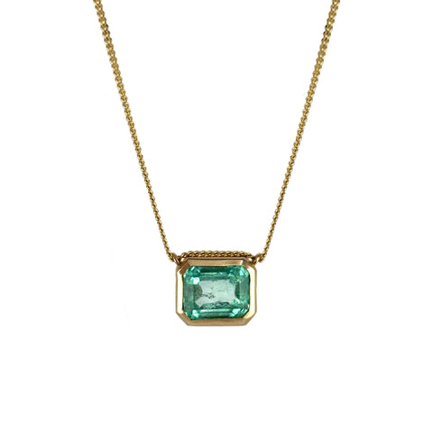Sloane Bezel Emerald Necklace