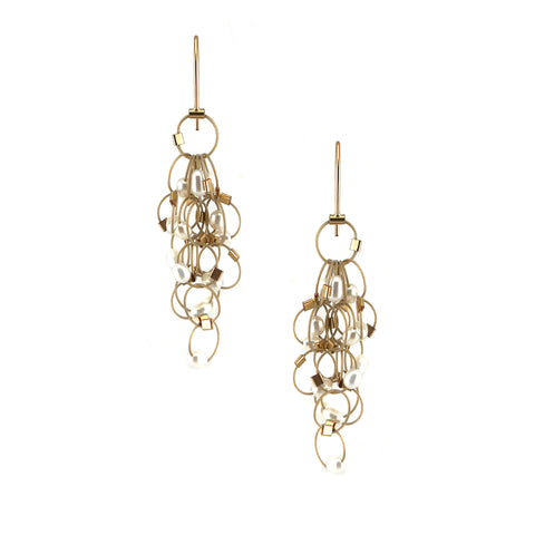 Multi Interlock Hook Earrings, Pearls