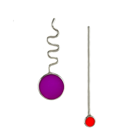 Popper Earrings, Purple and Orange
