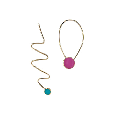 Popper Earrings, Pink and Blue
