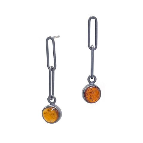 Mini Link Kyanite Earrings, Orange