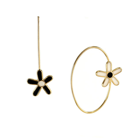 Daisy Popper Earrings, Black and Ivory