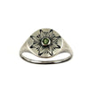 Engraved Pinwheel Flower Signet, Sapphire