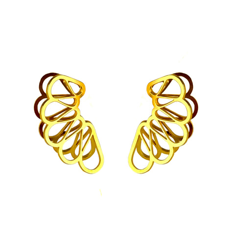 Petite Shadowed Butterfly Earrings, Gold, Polished