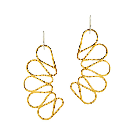 Butterfly Earrings Hammered Dangles, Gold