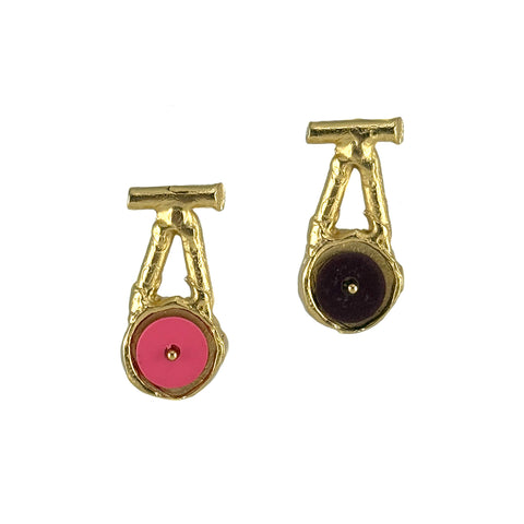 Bull's Eye Earrings, Pink/Brown