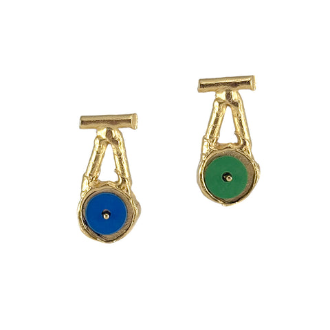 Bull's Eye Earrings, Blue/Green