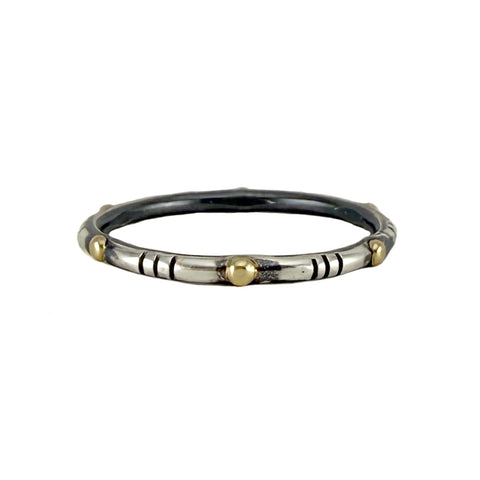 Triple Line and Gold Dot Stacking Ring