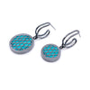 Bent Link Turquoise Grid Hoops