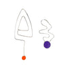 Popper Pair Earrings, Silver, Orange and Purple