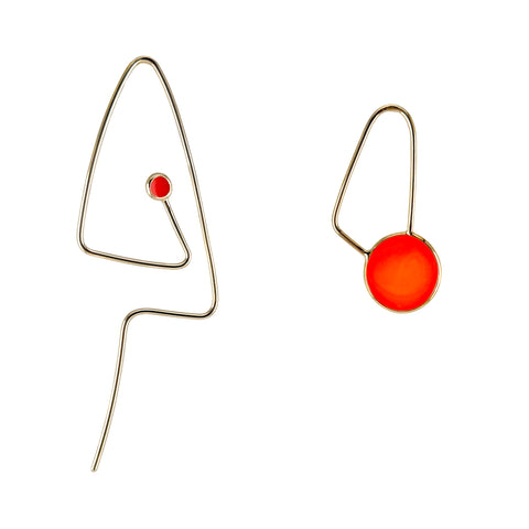Popper Pair Earrings, Gold, Orange