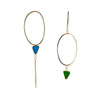Oval and Line Drops, Gold, Green and Blue