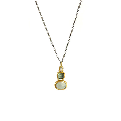 Triple Stone Pendant Necklace