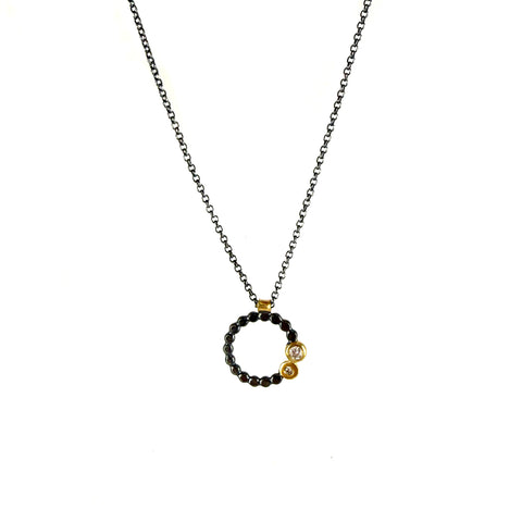 Circle Dot Pendant with Diamonds