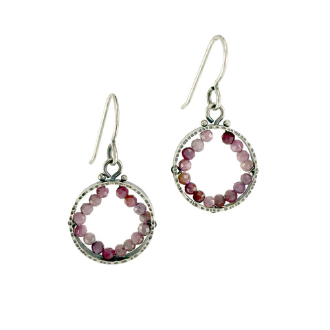 Small Circle Geode Earrings, Ruby
