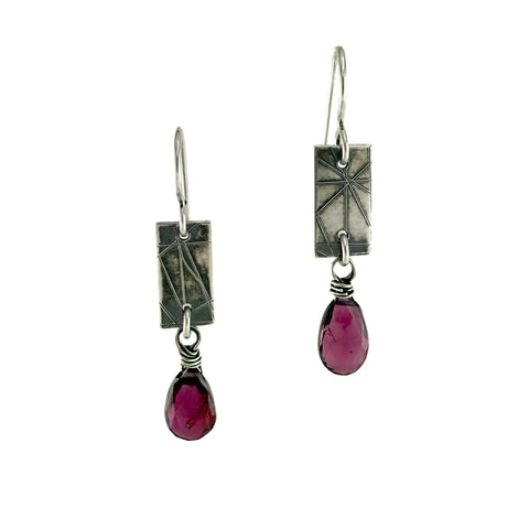 Strip Earrings, Garnet