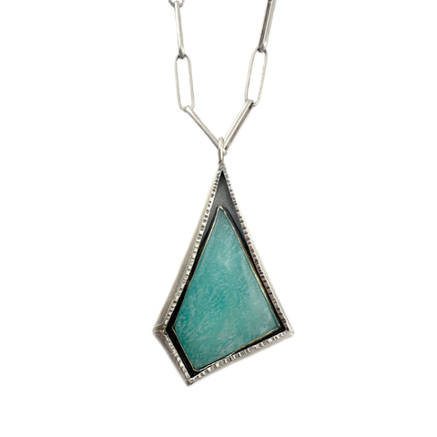 Amazonite Polygon Framed and Bezeled Necklace