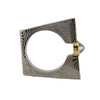 Diamond Squared Damascus Steel Ring