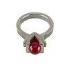 Damascus Steel Ruby Sphere Ring