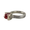 Damascus Steel Ruby Sphere Ring