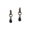 Detachable Charm Huggie Earrings, Blue Druzy