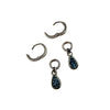Detachable Charm Huggie Earrings, Blue Druzy